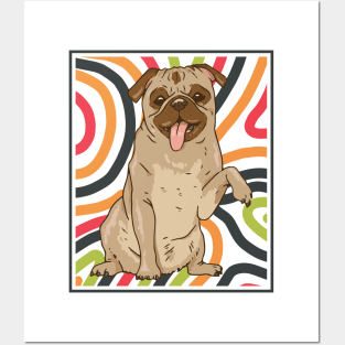 Cute and Colorful Portrait of a Pug Dog // Adorable Pug // Pug Mom Posters and Art